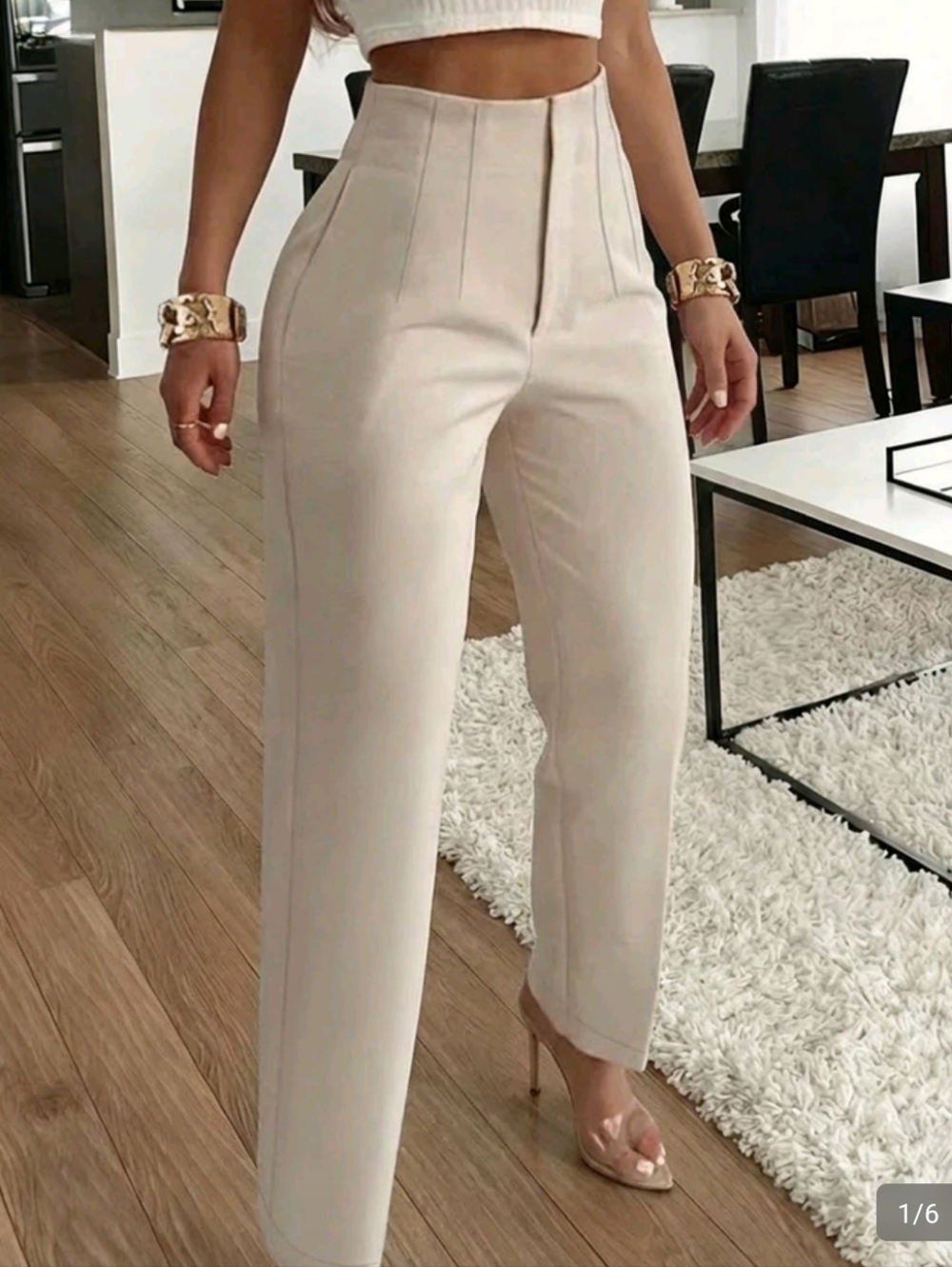 Women Pleated Cream Slim Fit Dress Pants Trousers Sz Xs Elegant Office Business